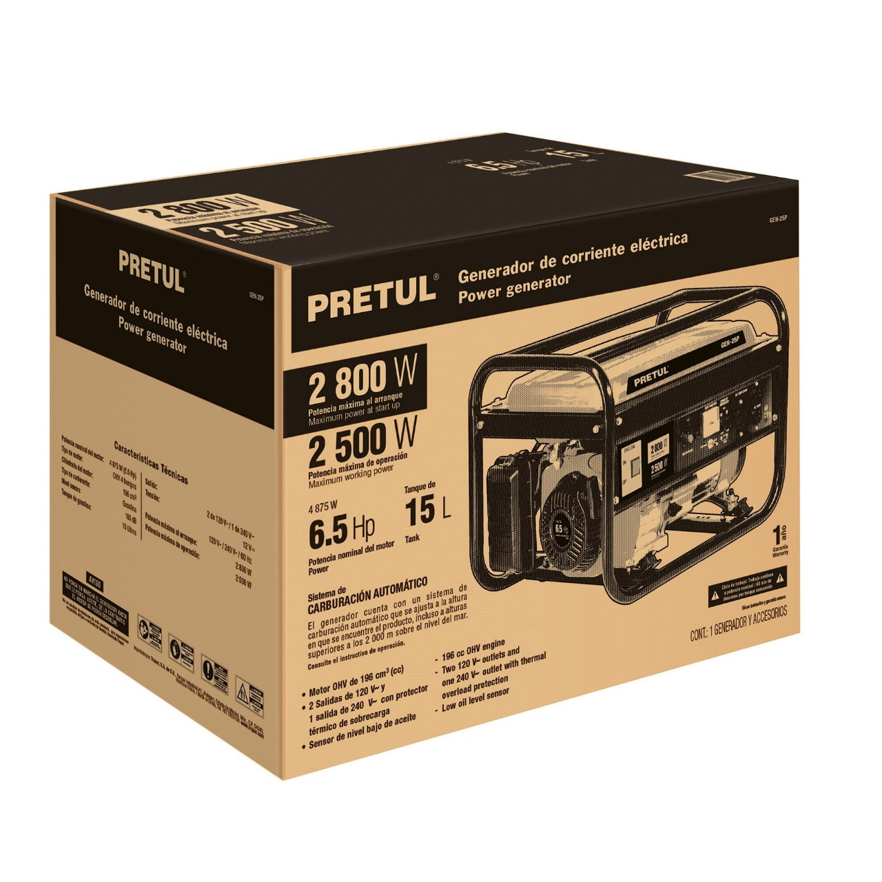 GENERADOR ELECTRICO PRETUL DE 2800 WATTS