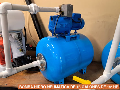 BOMBA HIDRO-NEUMATICA DE 16 GALONES DE 1/2 HP