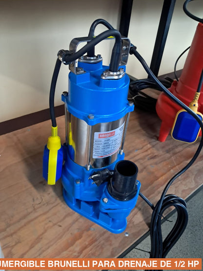 BOMBA SUMERGIBLE BRUNELLI PARA DRENAJE DE 1/2 HP