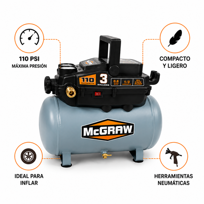 COMPRESOR DE AIRE DE 3 GALONES / 110 PSI