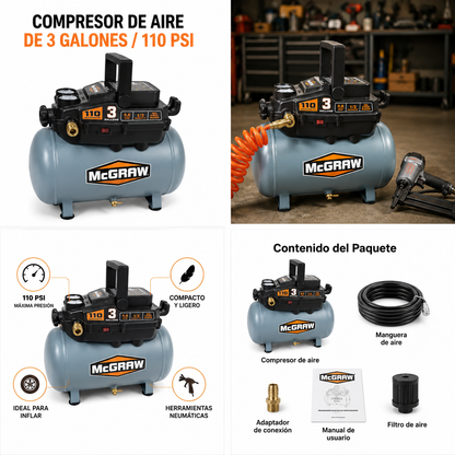 COMPRESOR DE AIRE DE 3 GALONES / 110 PSI