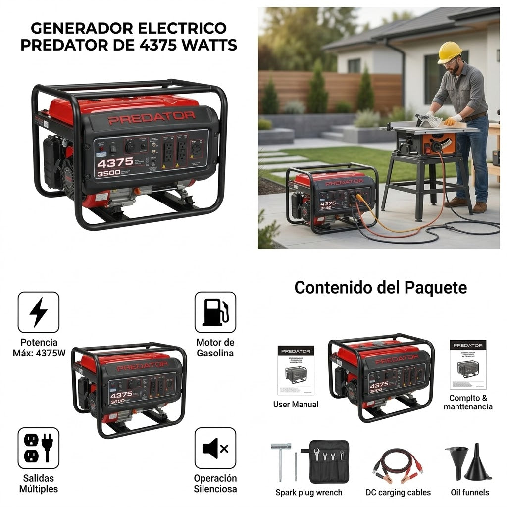 GENERADOR ELECTRICO PREDATOR DE 4375 WATTS