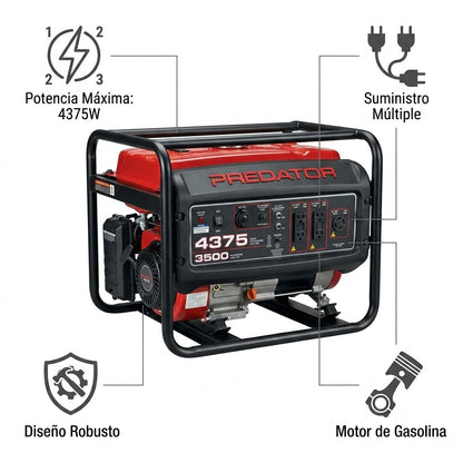 GENERADOR ELECTRICO PREDATOR DE 4375 WATTS