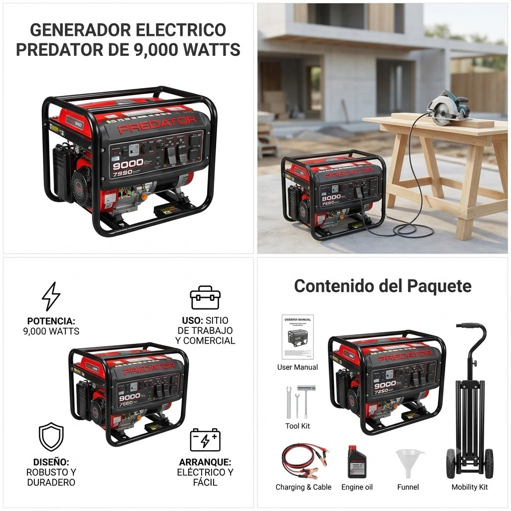 GENERADOR ELECTRICO PREDATOR DE 9,000 WATTS