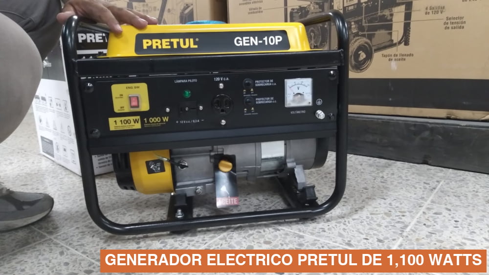 GENERADOR ELECTRICO PRETUL DE 1,100 WATTS