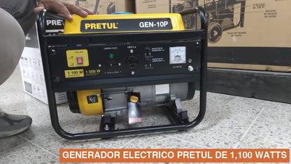 GENERADOR ELECTRICO PRETUL DE 1,100 WATTS