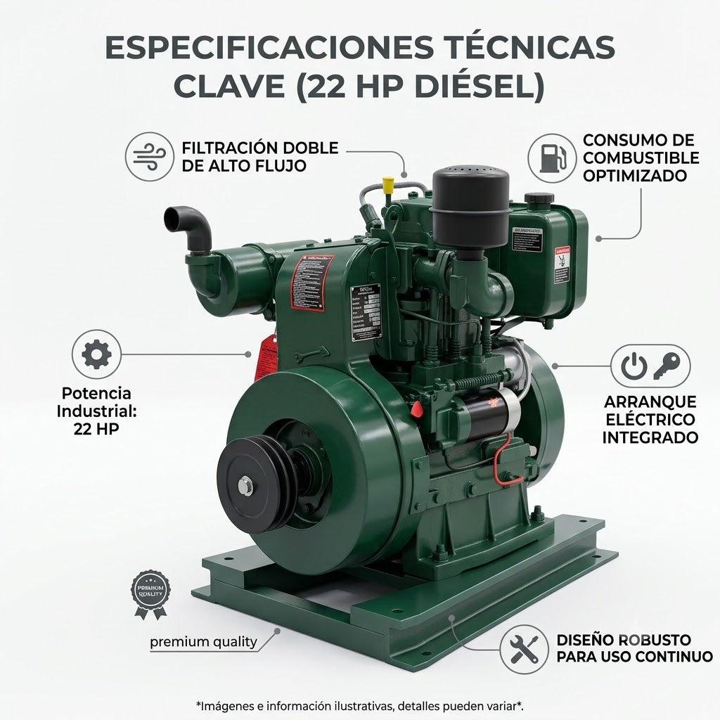 MOTOR DIESEL ESTACIONARIO DE 22 HP CON ARANQUE ELECTRICO
