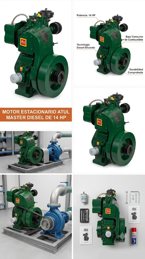 MOTOR ESTACIONARIO ATUL MASTER DIESEL DE 14 HP