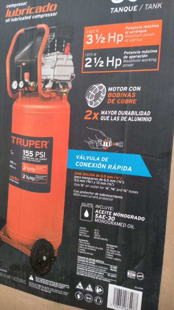COMPRESOR DE 80 LITROS TRUPER 155PSI