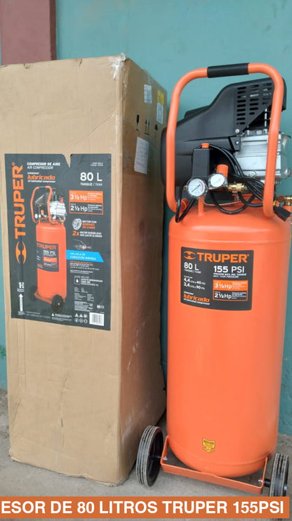 COMPRESOR DE 80 LITROS TRUPER 155PSI