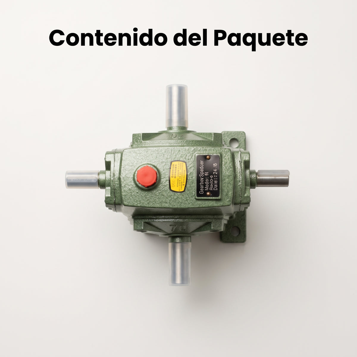 Worm Gear Speed Reducer — Contenido del Paquete - Vista Aerea | Generated by Modelize
