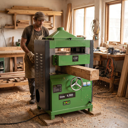 Industrial double-sided thickness planer machine — Estilo de Vida - Producto en Uso | Generated by Modelize