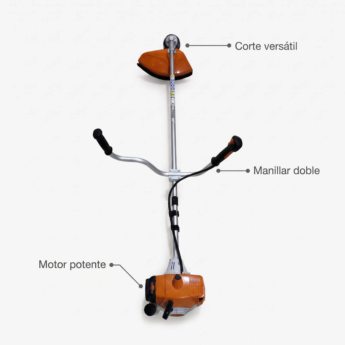 Gasoline String Trimmer / Brushcutter — Infografia de Caracteristicas | Generated by Modelize