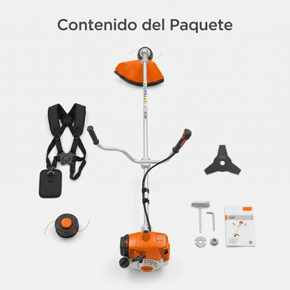 String Trimmer / Brushcutter — Contenido del Paquete - Vista Aerea | Generated by Modelize
