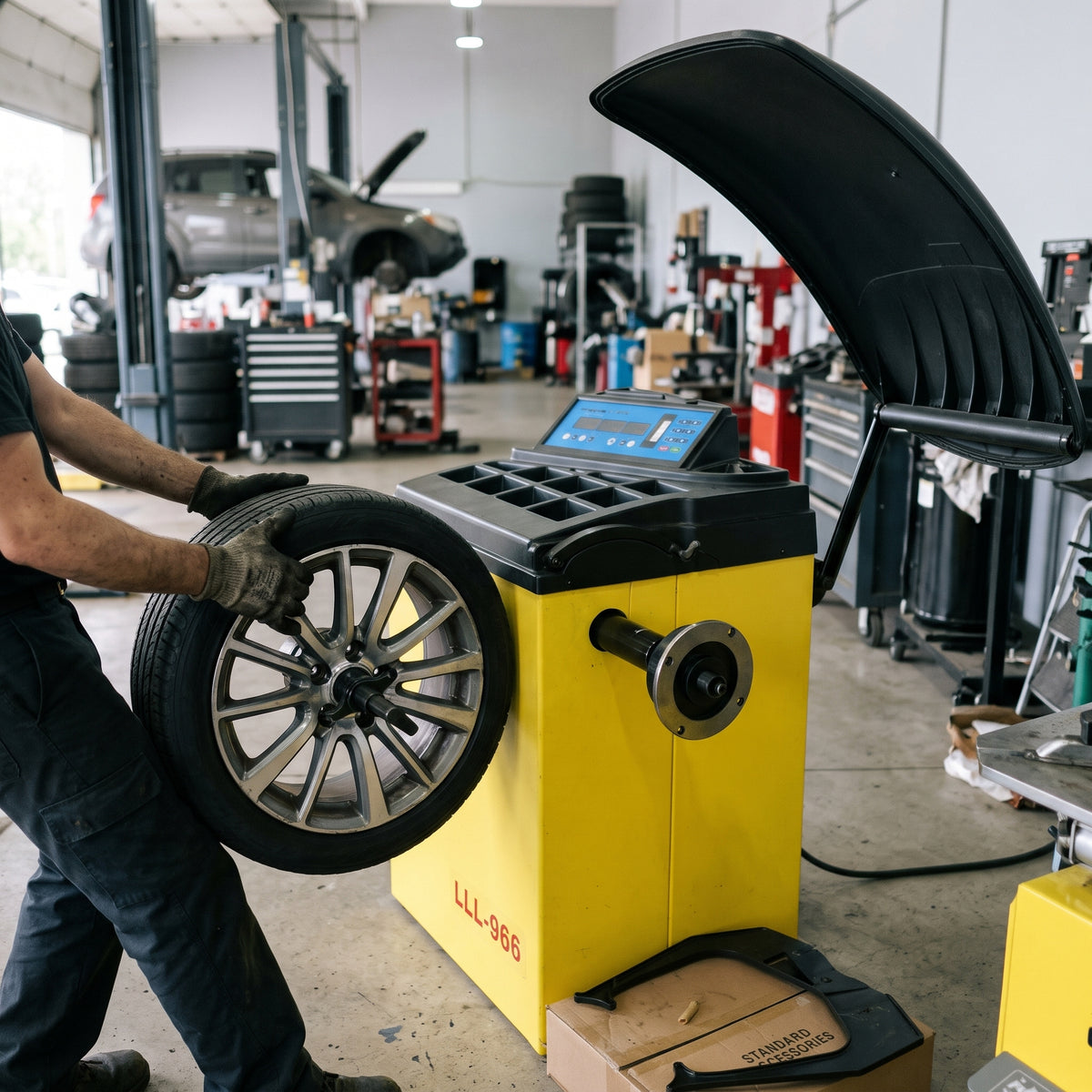 Wheel Balancer Machine — Estilo de Vida - Producto en Uso | Generated by Modelize