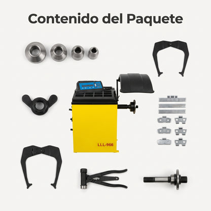 Wheel Balancer Machine — Contenido del Paquete - Vista Aerea | Generated by Modelize