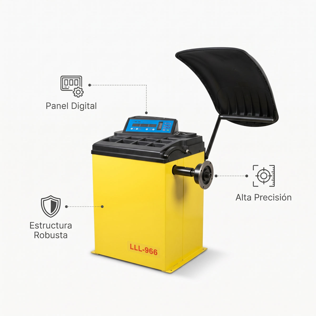 Wheel Balancer Machine — Infografia de Caracteristicas | Generated by Modelize