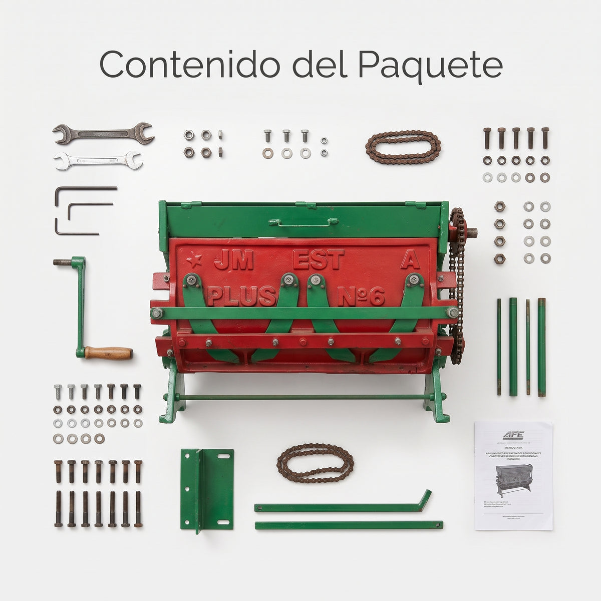 Manual Coffee Depulper — Contenido del Paquete - Vista Aerea | Generated by Modelize