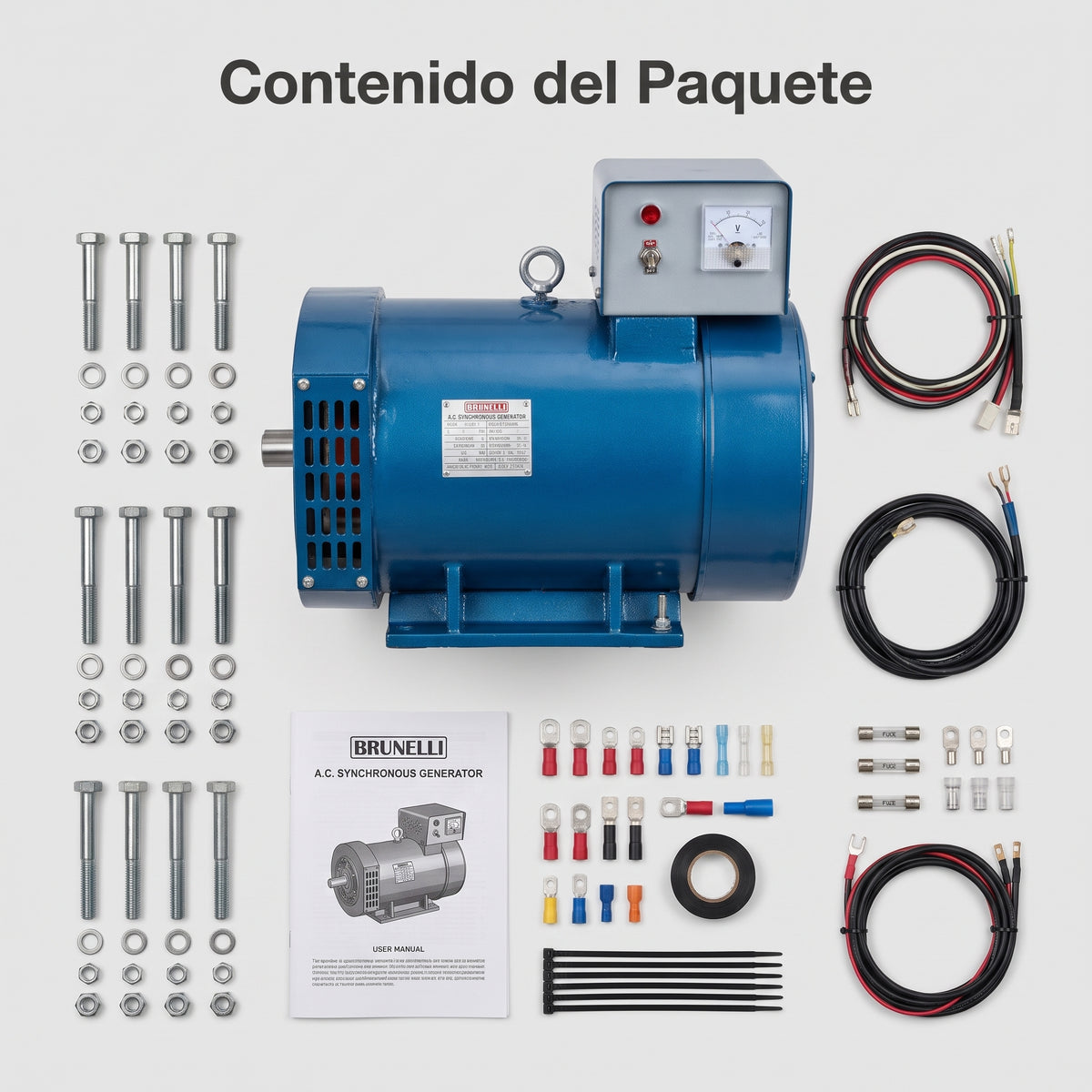A.C. Synchronous Generator / Dynamo — Contenido del Paquete - Vista Aerea | Generated by Modelize