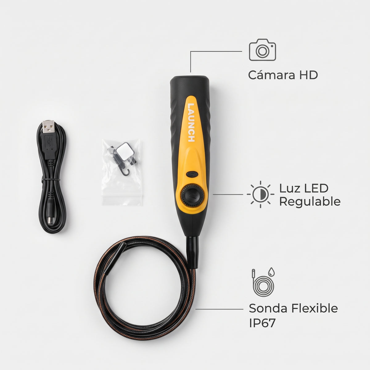 Automotive Endoscope — Infografia de Caracteristicas | Generated by Modelize