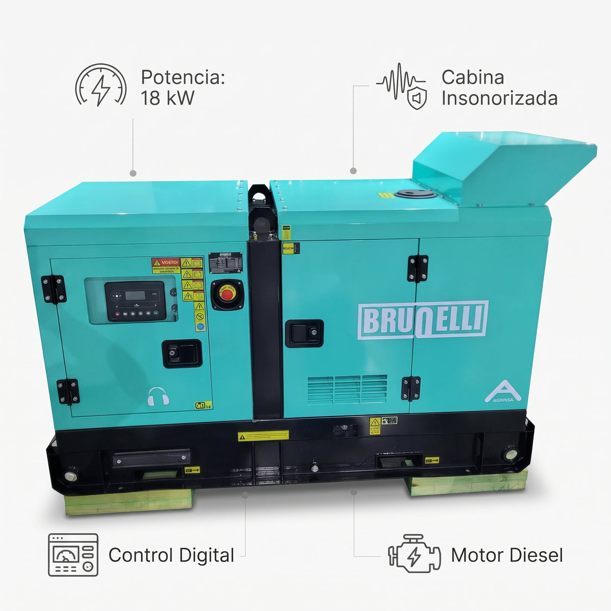 Industrial Diesel Generator — Infografia de Caracteristicas | Generated by Modelize