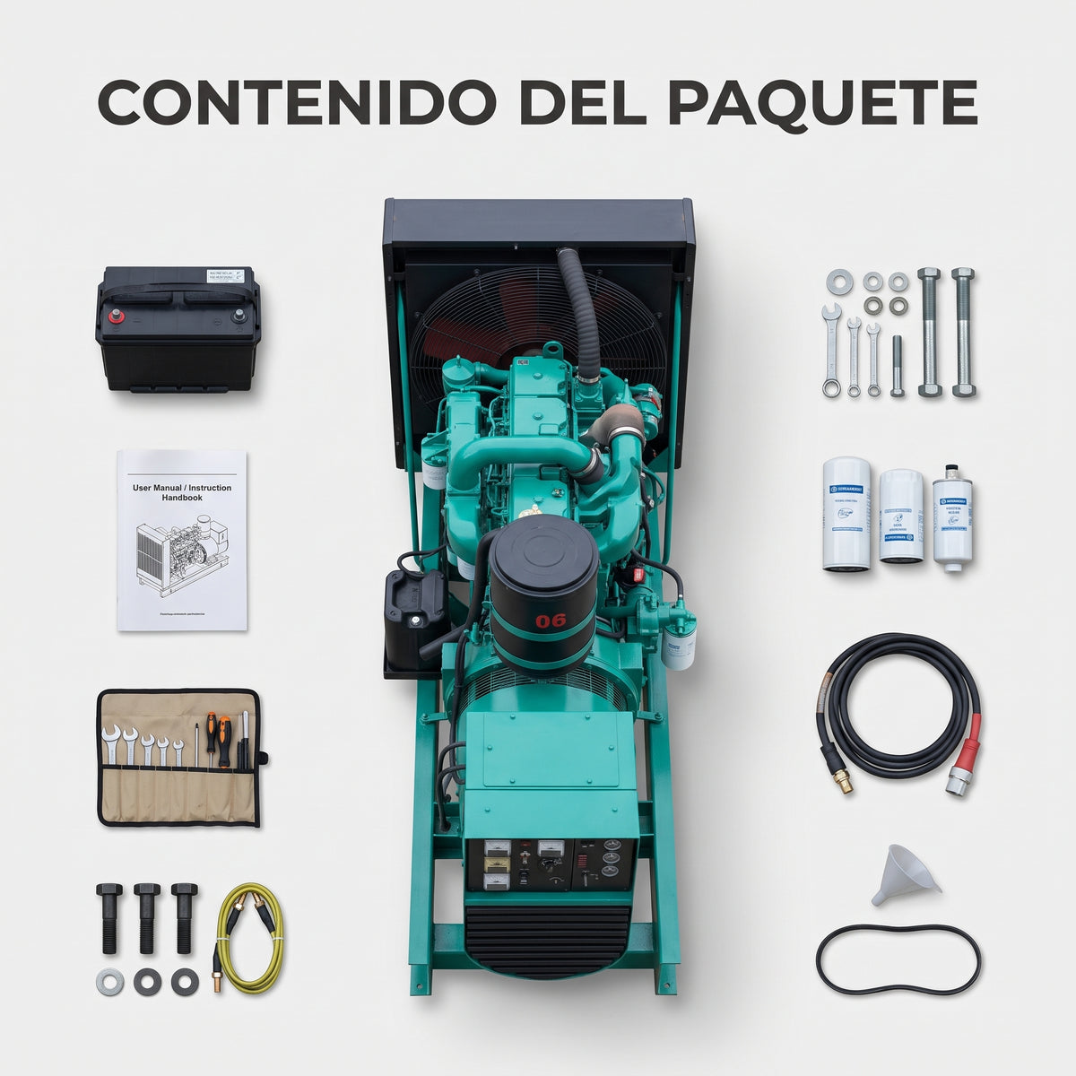 Industrial Diesel Generator — Contenido del Paquete - Vista Aerea | Generated by Modelize