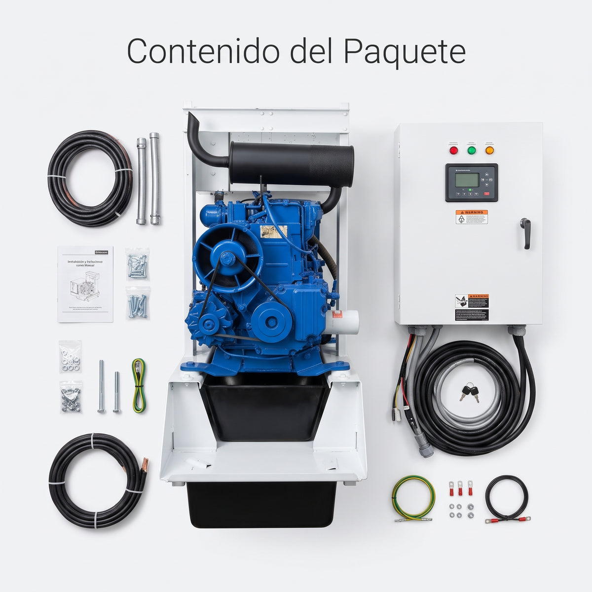 Industrial Diesel Generator — Contenido del Paquete - Vista Aerea | Generated by Modelize