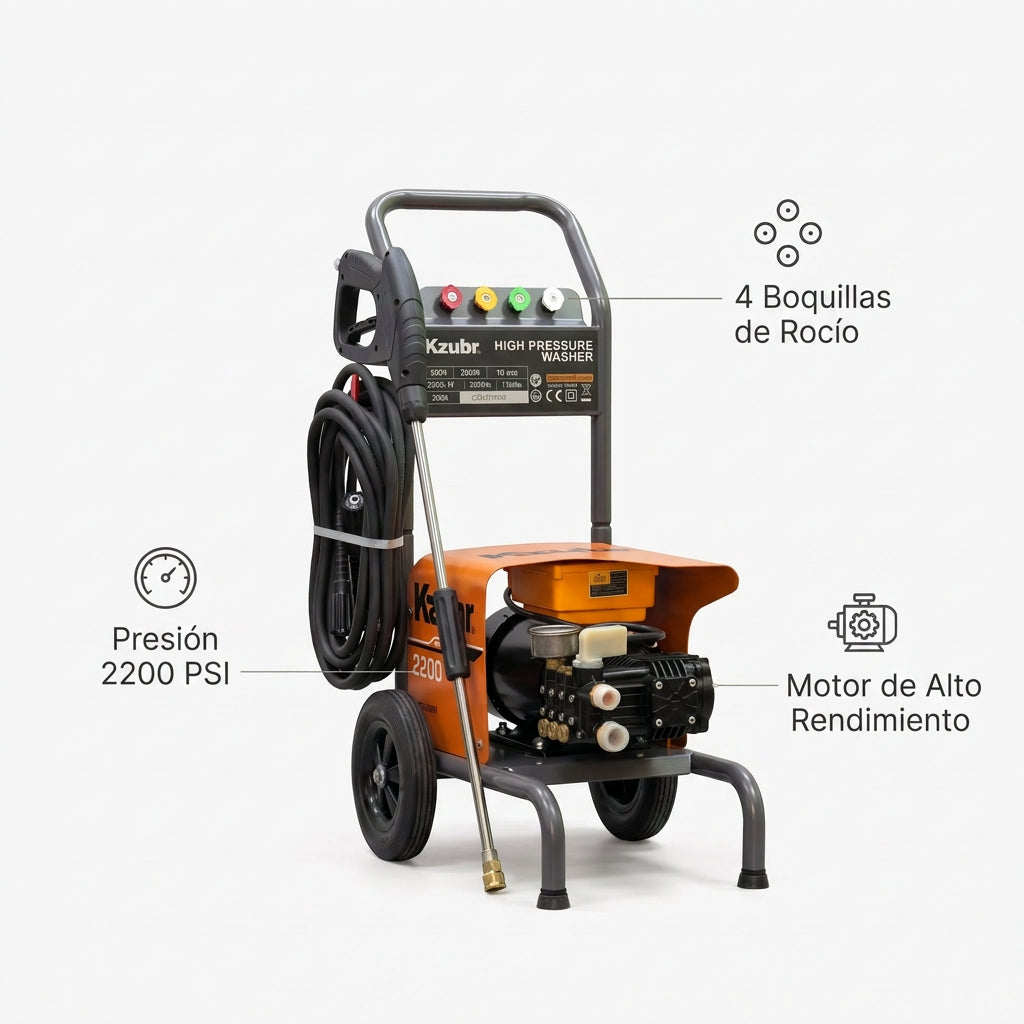 Electric High Pressure Washer — Infografia de Caracteristicas | Generated by Modelize