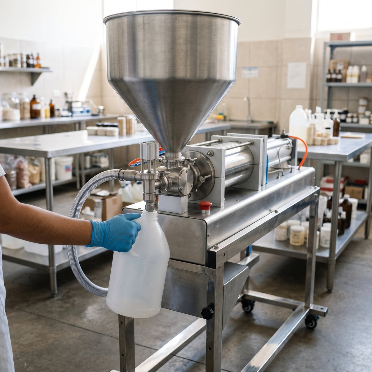 Piston liquid and cream filling machine — Estilo de Vida - Producto en Uso | Generated by Modelize