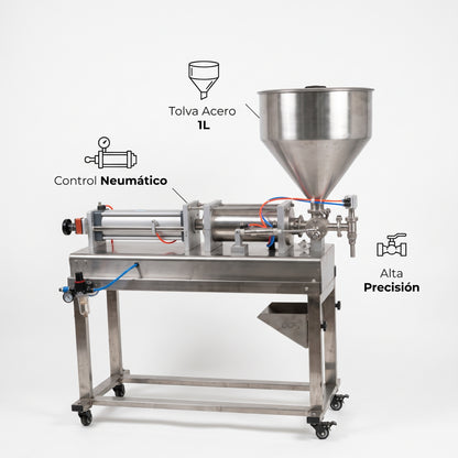 Pneumatic Liquid and Paste Filling Machine — Infografia de Caracteristicas | Generated by Modelize