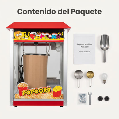 Commercial Popcorn Machine — Contenido del Paquete - Vista Aerea | Generated by Modelize