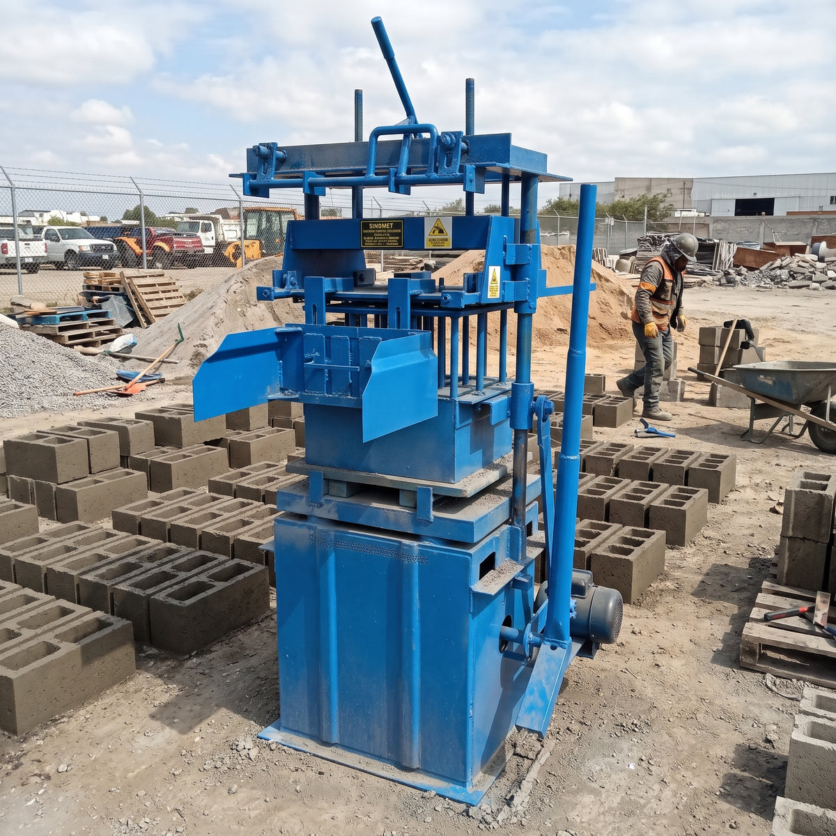 Stationary Concrete Block Making Machine — Estilo de Vida - Producto en Uso | Generated by Modelize