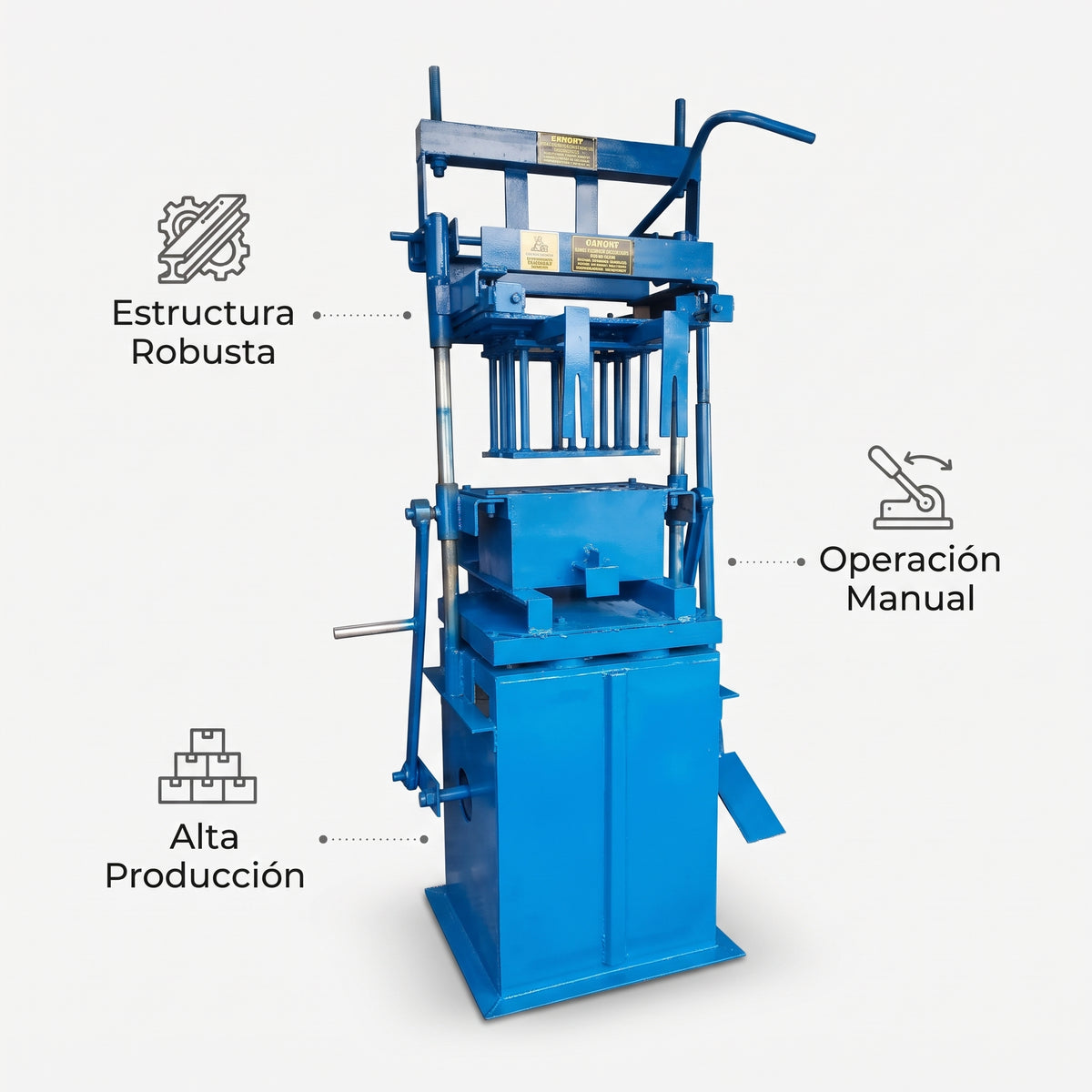 Manual Concrete Block Machine — Infografia de Caracteristicas | Generated by Modelize