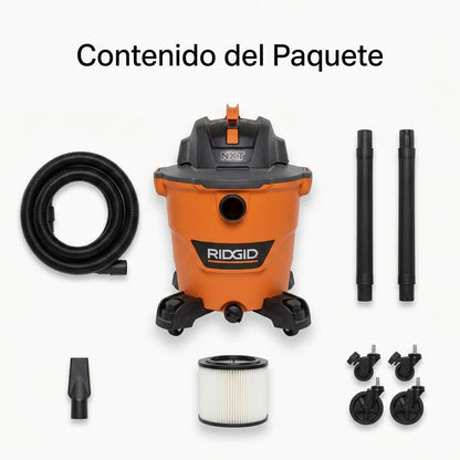 Wet/dry vacuum cleaner — Contenido del Paquete - Vista Aerea | Generated by Modelize