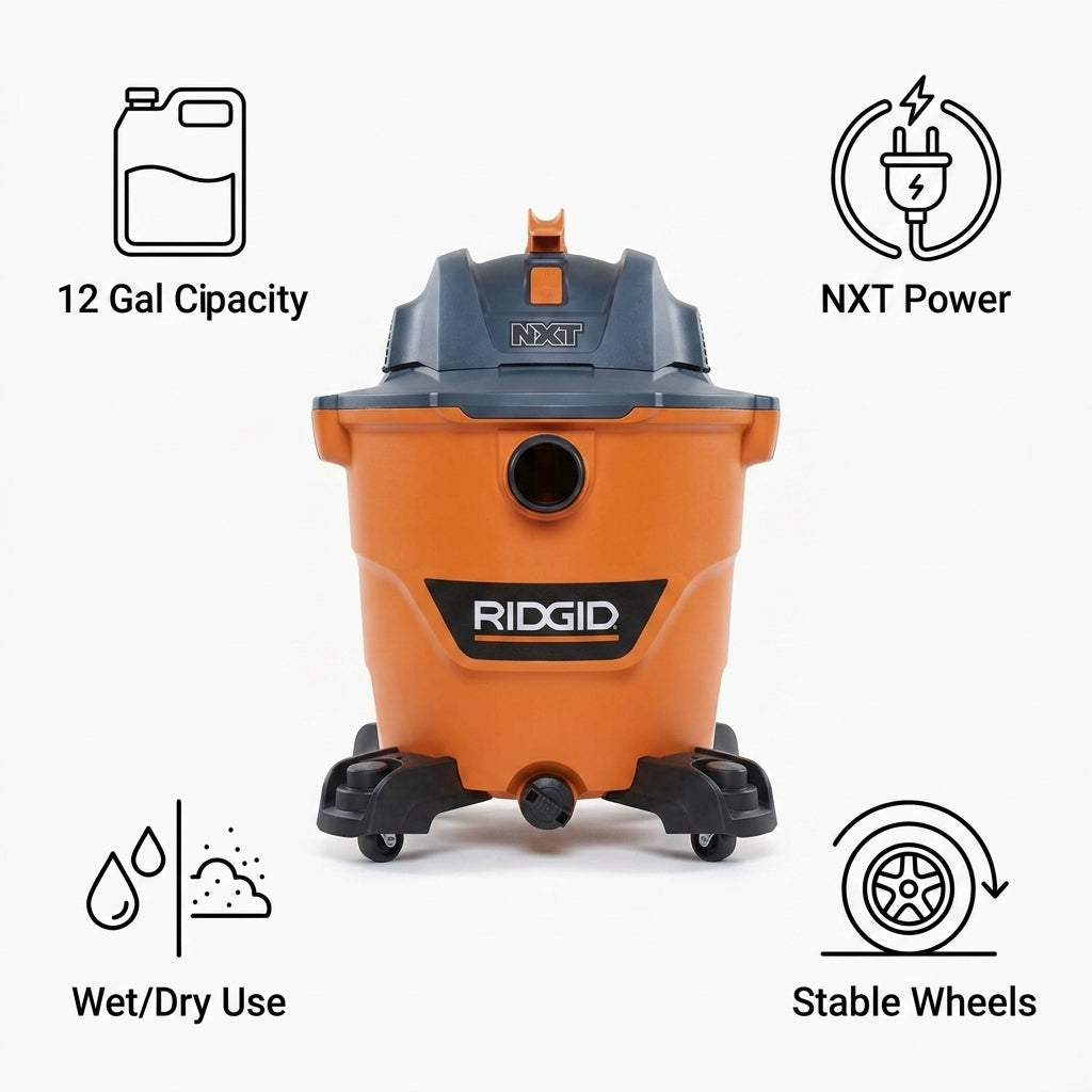 Wet/Dry Vacuum — Infografia de Caracteristicas | Generated by Modelize