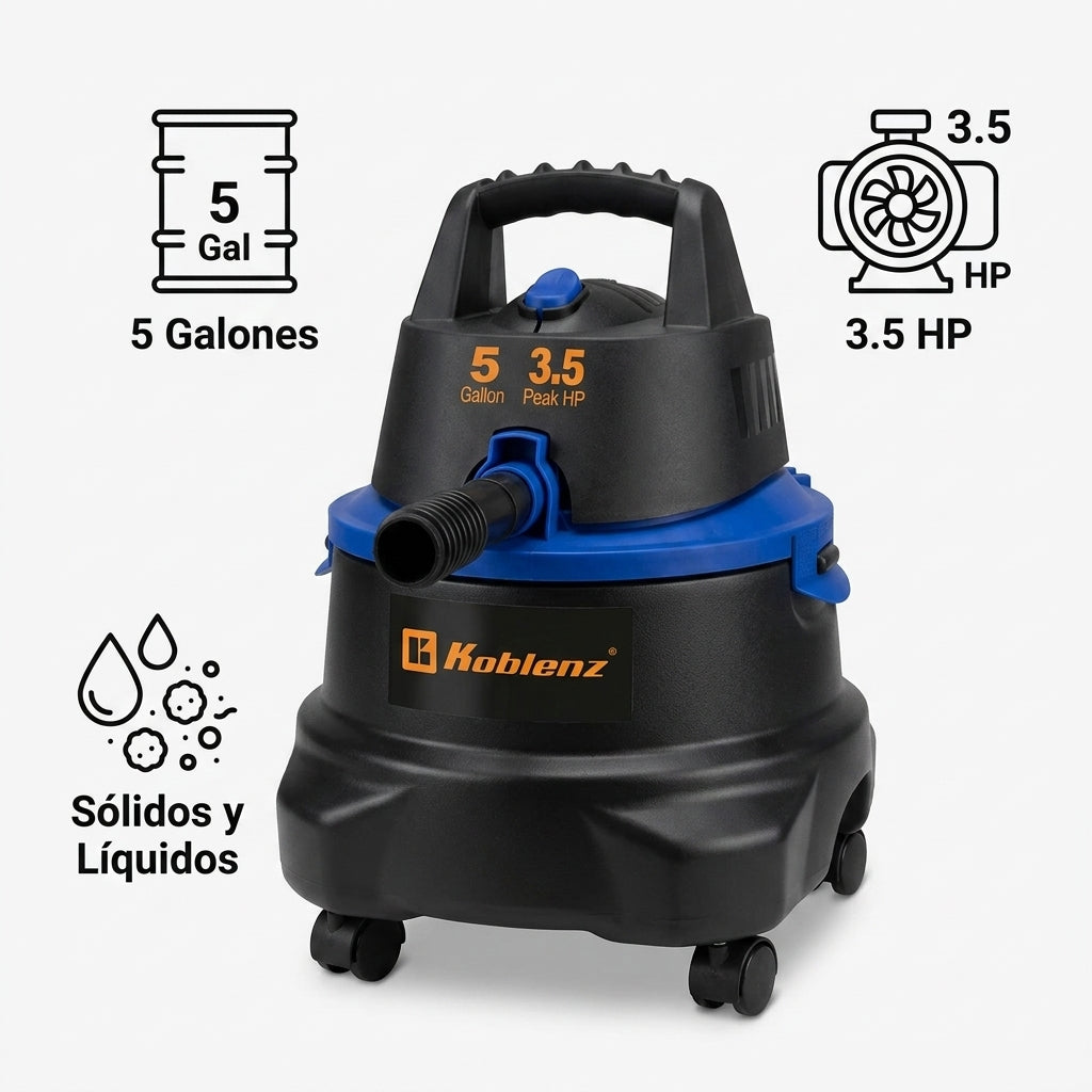 Wet/Dry Vacuum Cleaner — Infografia de Caracteristicas | Generated by Modelize