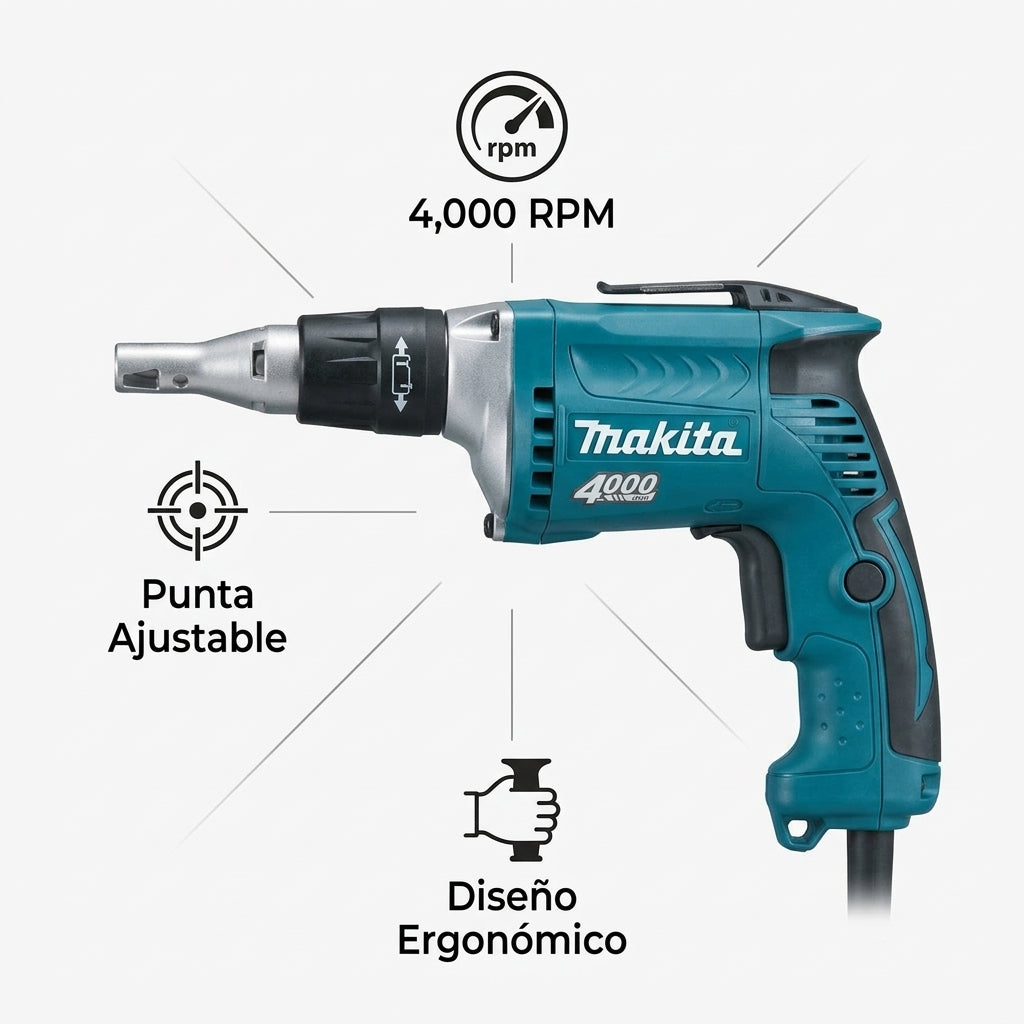 Drywall screwdriver — Infografia de Caracteristicas | Generated by Modelize