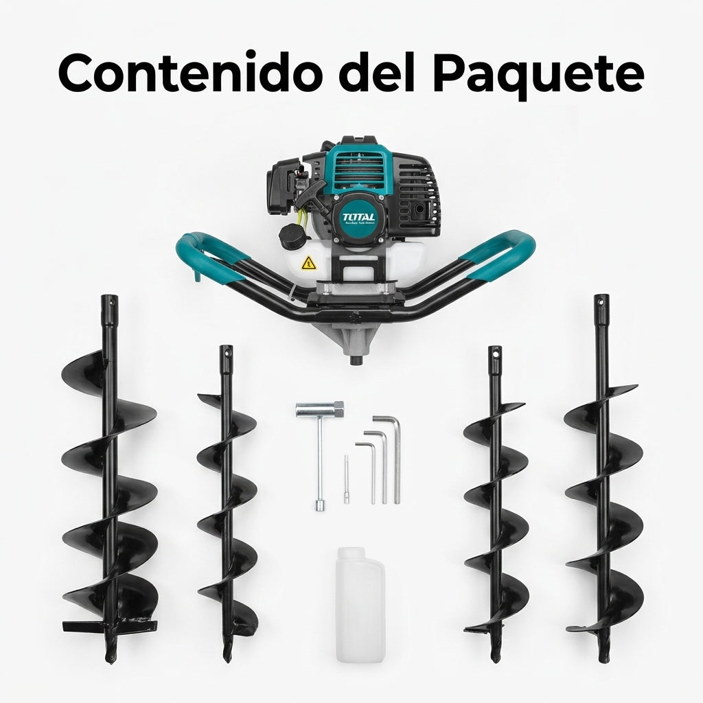 Gasoline Earth Auger — Contenido del Paquete - Vista Aerea | Generated by Modelize