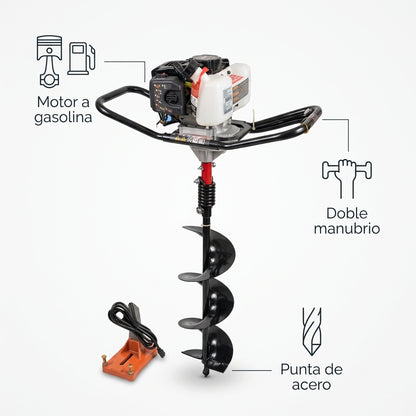 Gasoline earth auger — Infografia de Caracteristicas | Generated by Modelize