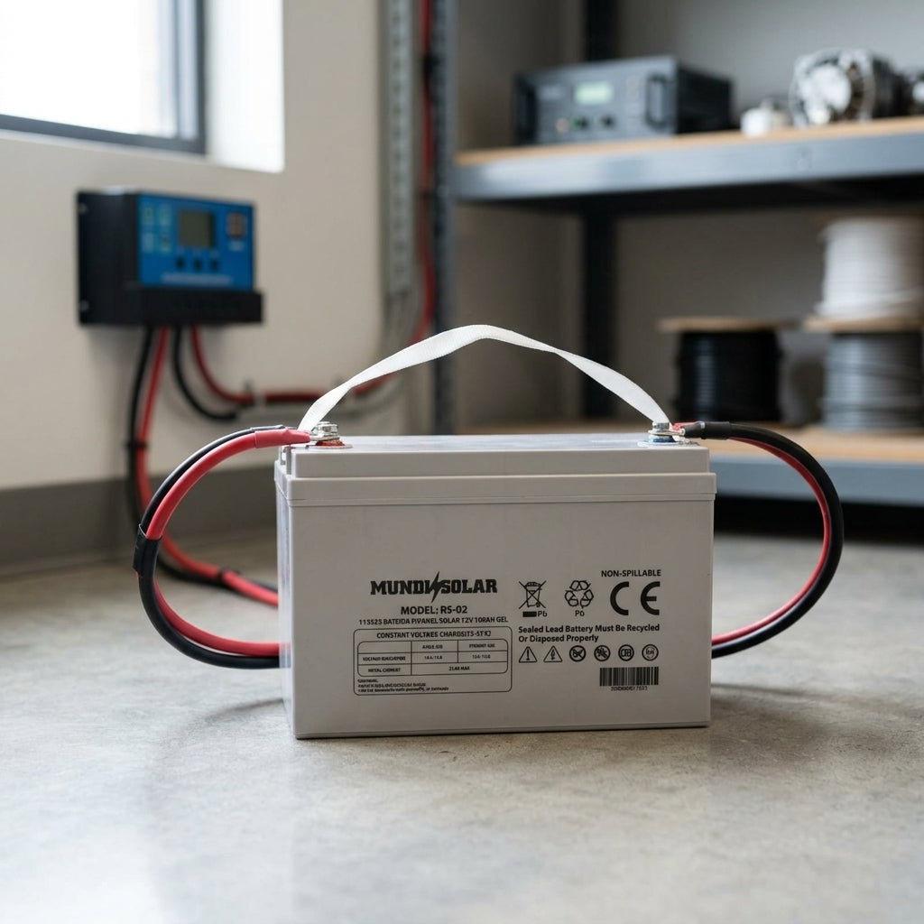100Ah Solar Gel Battery — Estilo de Vida - Producto en Uso | Generated by Modelize