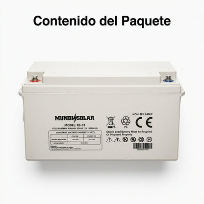 Solar Gel Battery — Contenido del Paquete - Vista Aerea | Generated by Modelize