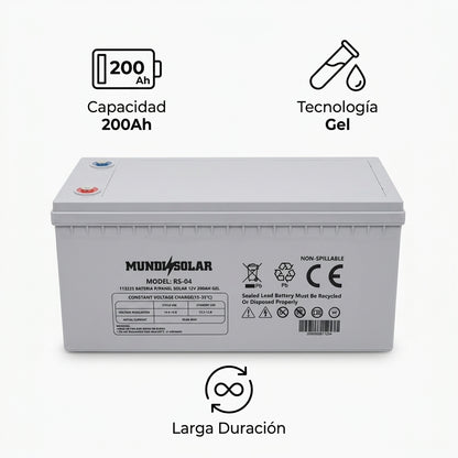 Deep cycle solar gel battery — Infografia de Caracteristicas | Generated by Modelize