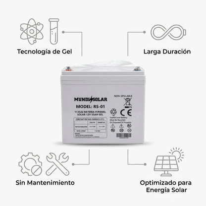 Solar Gel Battery — Infografia de Caracteristicas | Generated by Modelize