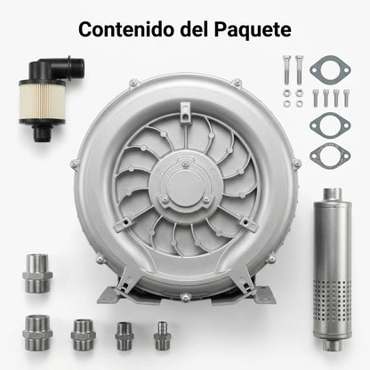 Regenerative Blower / Side Channel Blower — Contenido del Paquete - Vista Aerea | Generated by Modelize