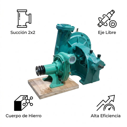 Centrifugal water pump with free shaft — Infografia de Caracteristicas | Generated by Modelize