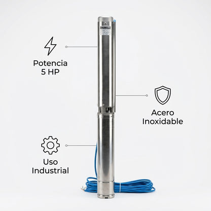Deep well submersible water pump — Infografia de Caracteristicas | Generated by Modelize