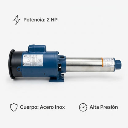 Bomba de agua tipo cañón (Horizontal multistage pump) — Infografia de Caracteristicas | Generated by Modelize