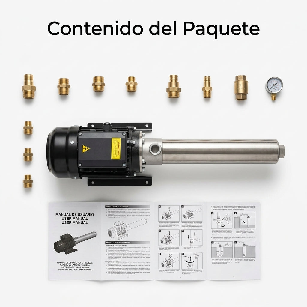 Industrial high-pressure water pump — Contenido del Paquete - Vista Aerea | Generated by Modelize