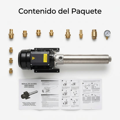 Industrial high-pressure water pump — Contenido del Paquete - Vista Aerea | Generated by Modelize