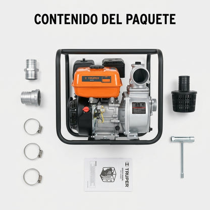 Gas-powered high-flow water pump — Contenido del Paquete - Vista Aerea | Generated by Modelize